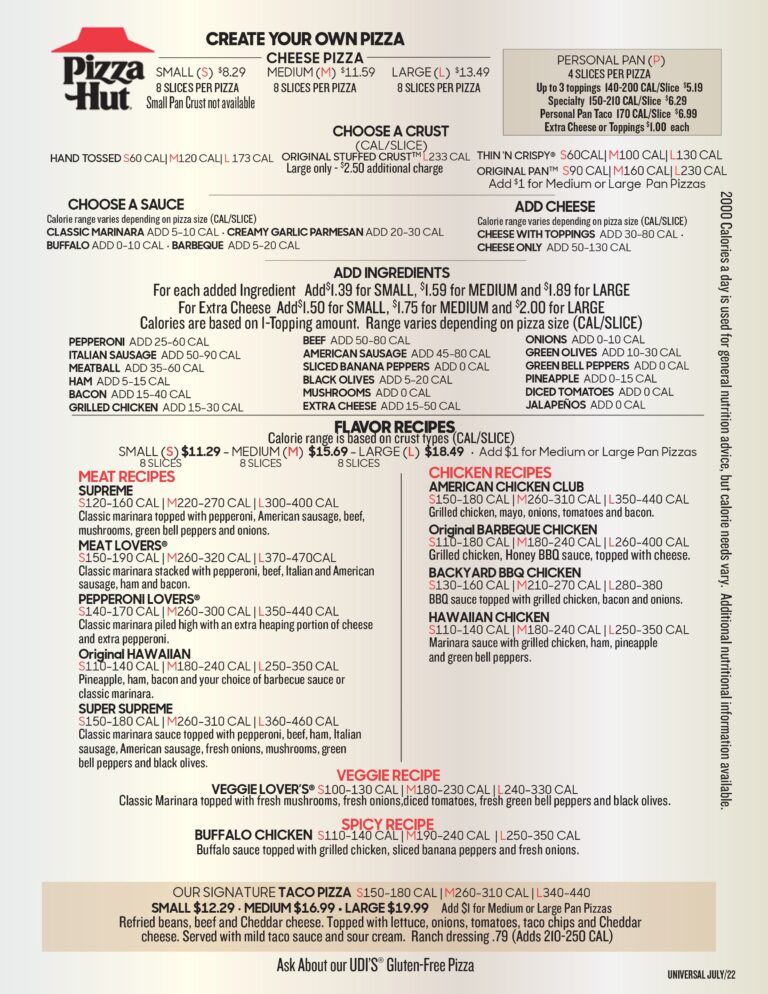 Pizza Hut Fort Wayne Menu With Prices