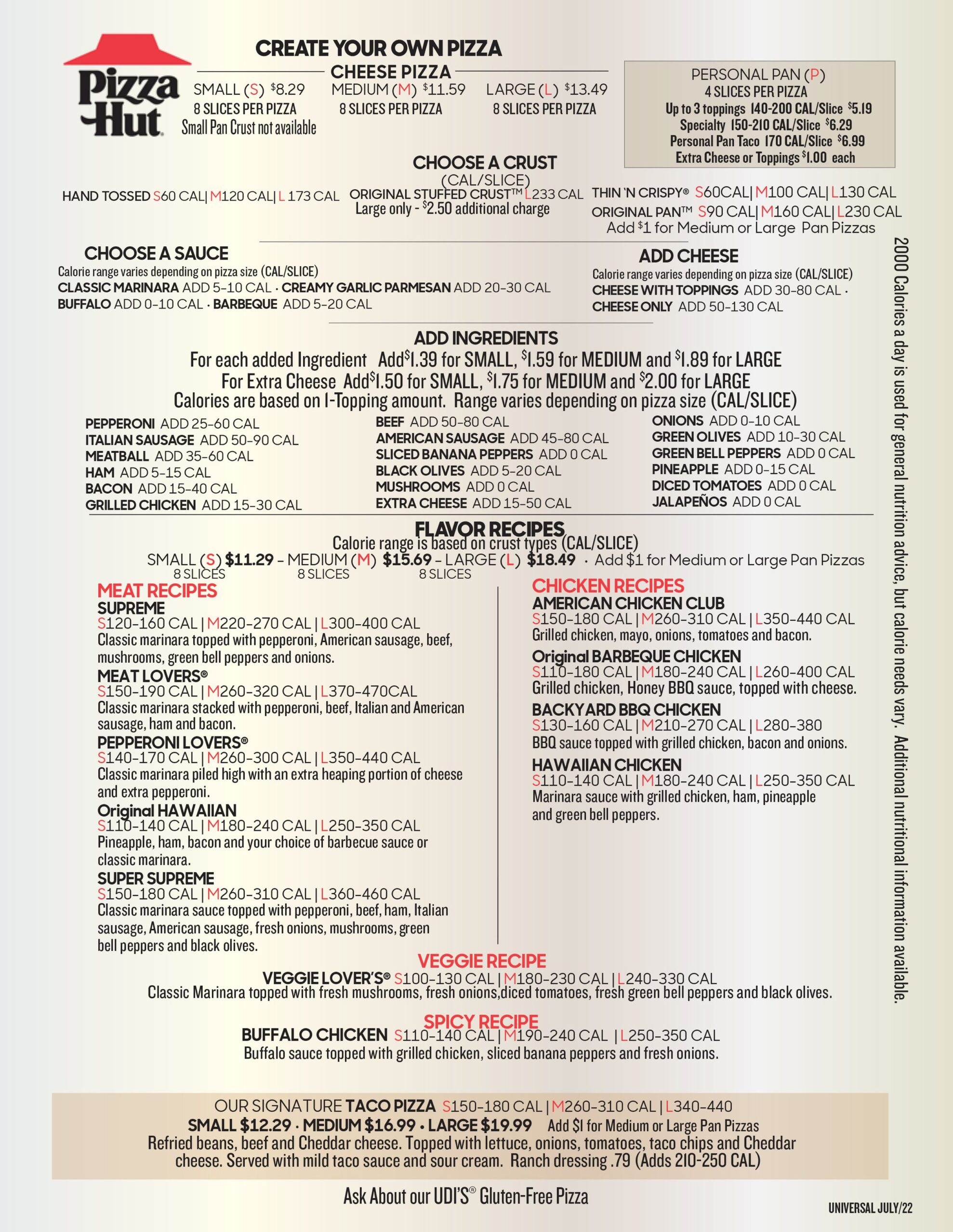 Pizza Hut Fort Wayne Menu With Prices