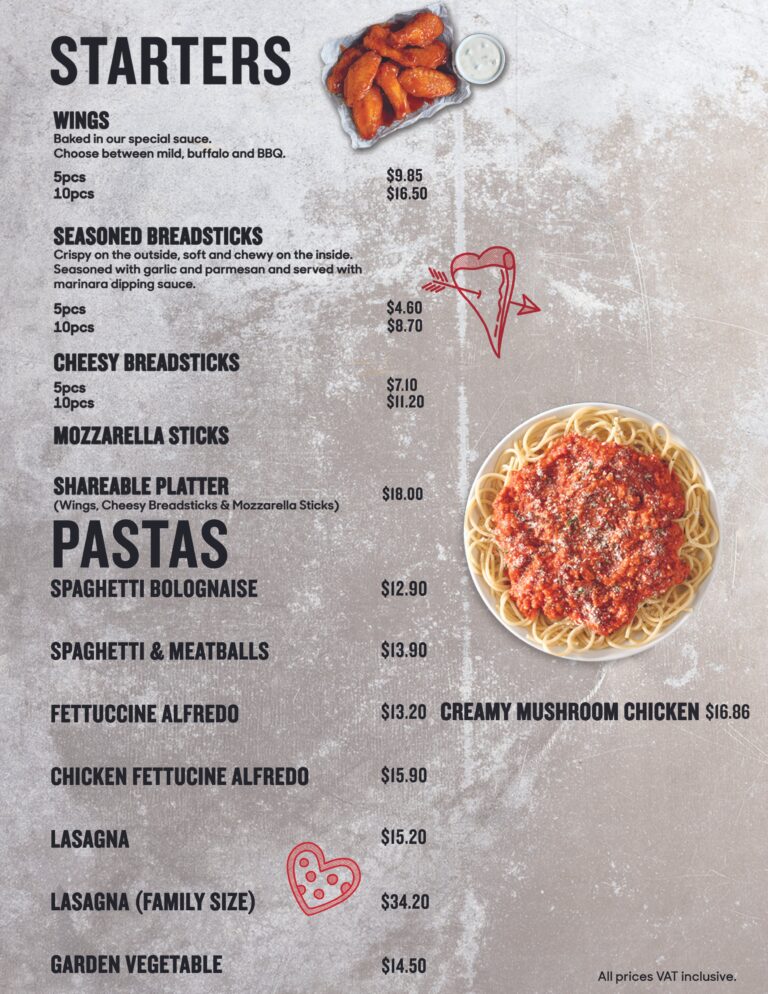 Pizza Hut Pasta Menu With Prices